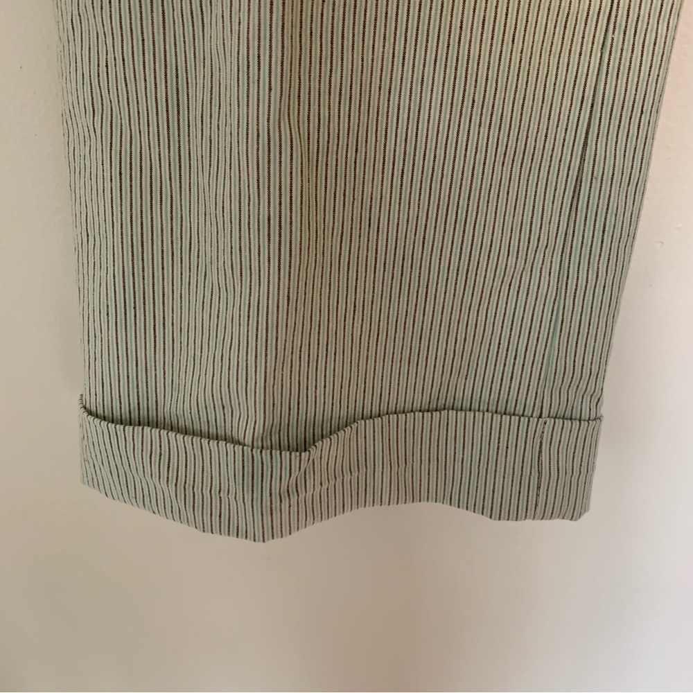 Women’s Boden Pinstripe Wide Leg Trousers Green Gray‎ Office Size 12R Preppy - Picture 4 of 12